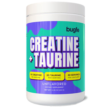 Creatine with Taurine for Women & Men - Unflavored Micronized Creatine Monohydrate Plus Taurine Powder to Support Muscle Strength, Recovery & Brain Health (60 Servings) BugfeBuy Supplements Australia