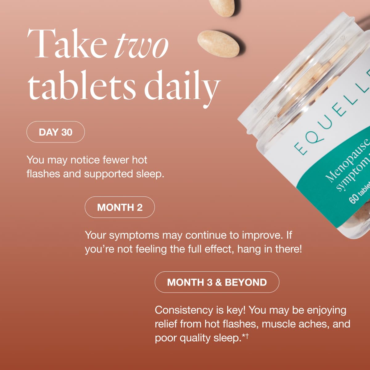 EQUELLE Multi-Symptom Perimenopause & Menopause Relief Relief from Hot Flashes, Muscle Aches & Supports More Sleep. Hormone-Free, Plant-Based S-Equol – 1 Month Supply (60 Tablets) EQUELLEBuy Supplements Australia