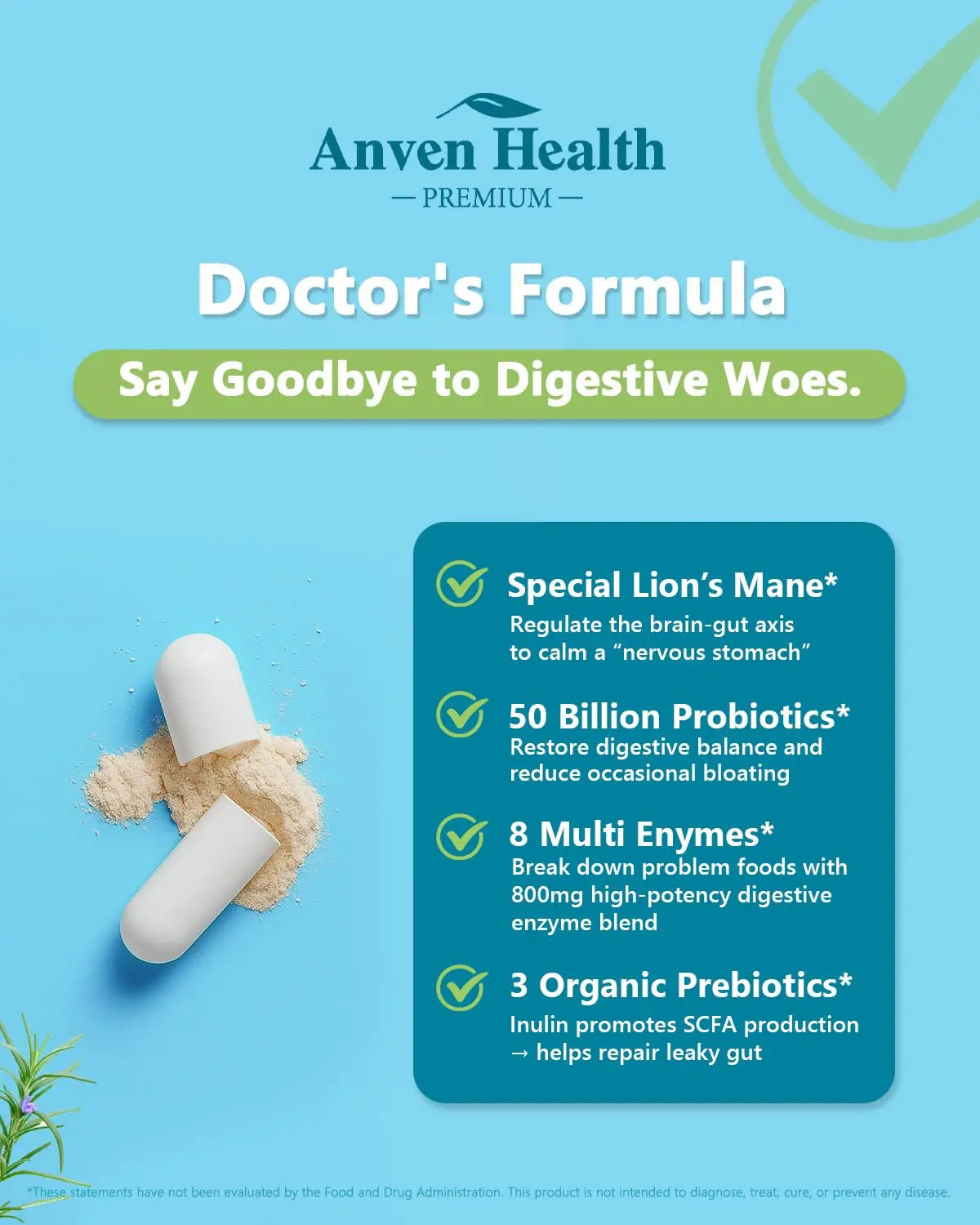 Anven Health 800mg Digestive Enzymes for Men and Women with Probiotics & Prebiotics, 8 Key Enzymes, Protease, Amylase & Lipase | 180 Capsules - A 60-Day Supply for Bloating & Gas Relief - Non-GMO Anven Health buy supplements Au