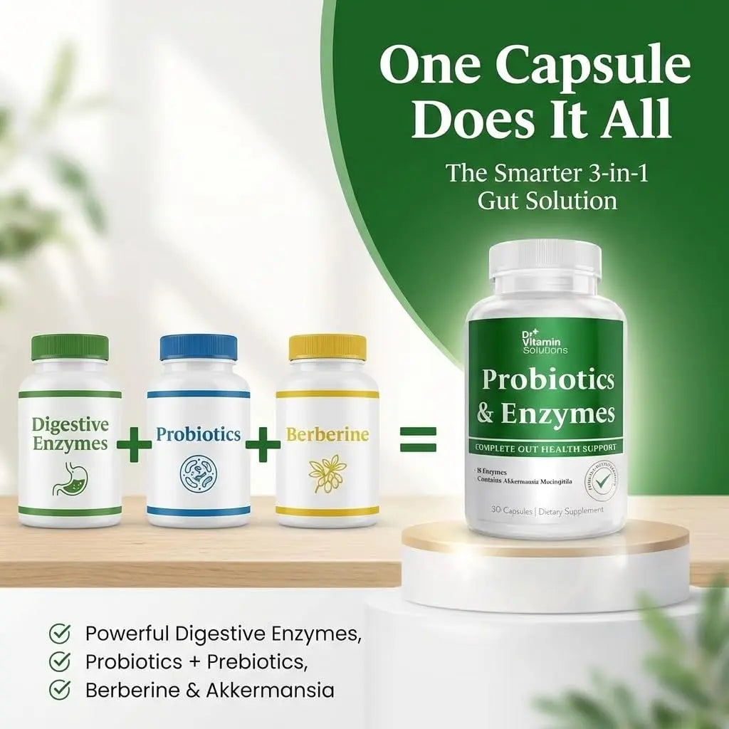 GLP-1 Support Enzymes, Pre & Probiotics for Digestive Health, Berberine Weight Loss Support, Akkermansia Muciniphila for Women & Men | Gut Health, Bloating Relief, 30 Ct DR VITAMIN SOLUTIONSBuy Supplements Australia
