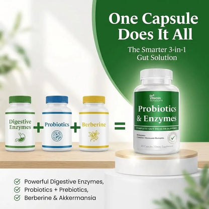 GLP-1 Support Enzymes, Pre & Probiotics for Digestive Health, Berberine Weight Loss Support, Akkermansia Muciniphila for Women & Men | Gut Health, Bloating Relief, 30 Ct DR VITAMIN SOLUTIONSBuy Supplements Australia