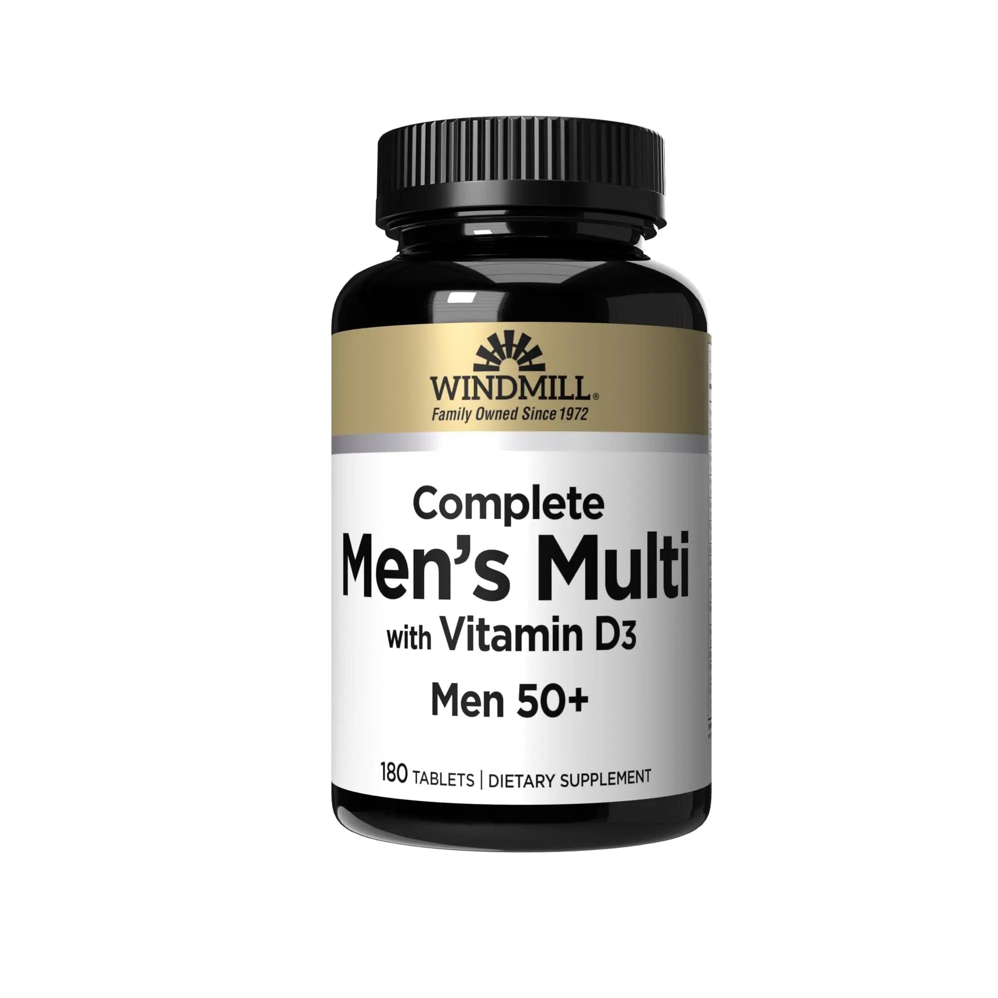 Windmill Natural Vitamins Men’s Multi 50+, with Vitamin D3, Mens Multivitamins for Daily Nutritional Support, Multivitamin for Men, 180 Tablet, 180 Day Supply Windmill