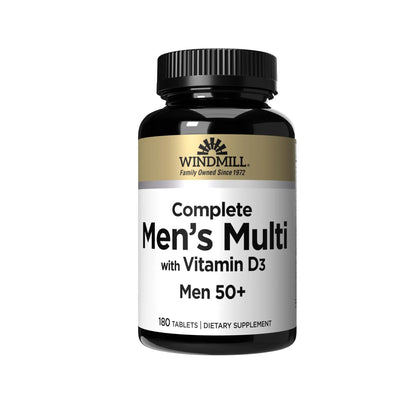 Windmill Natural Vitamins Men’s Multi 50+, with Vitamin D3, Mens Multivitamins for Daily Nutritional Support, Multivitamin for Men, 180 Tablet, 180 Day Supply Windmill