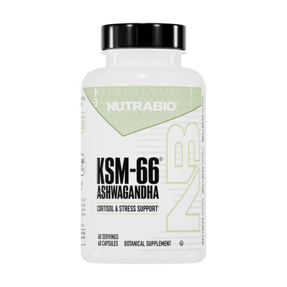 NutraBio Ashwagandha KSM-66 | Ashwagandha Herbal Supplement for Stress, Mood, & Performance | 600 MG of Clinically Studied KSM66 60 Capsules NutraBioBuy Supplements Australia