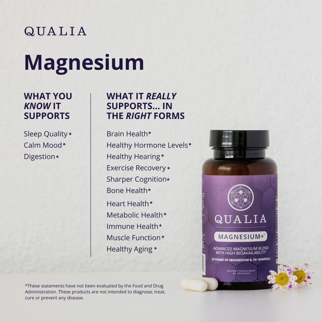 Qualia Magnesium+ | Doctor-Formulated. Premium Formula | High Bioavailability | 10 Forms of Magnesium & 70+ Minerals | Relaxed Mood, restful Sleep QUALIA LIFE SCIENCES canada supplements