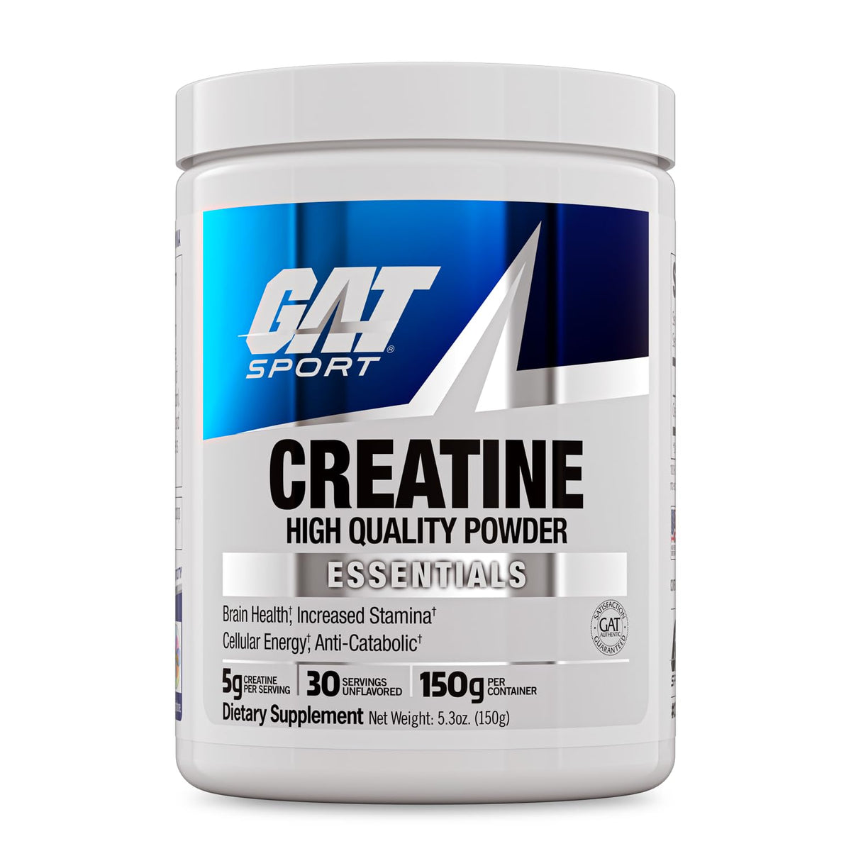GAT SPORT Creatine Monohydrate Powder, 150 Grams, Strength, Brain Health, GLP1 Support Anti-oxidant, Endurance, for Men & Women, 1 Month Supply, Unflavored (30 Servings) GAT SPORTBuy Supplements Australia