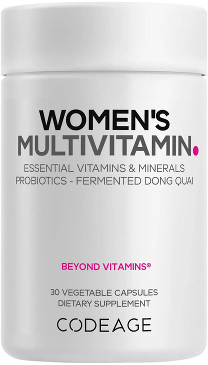 Codeage Women’s Multivitamin - Vitamins A, C, D3, E, B6, B12, Folate, Calcium, Magnesium, Iron, Dong Quai, Probiotics - 1 Capsule Per Serving Codeage