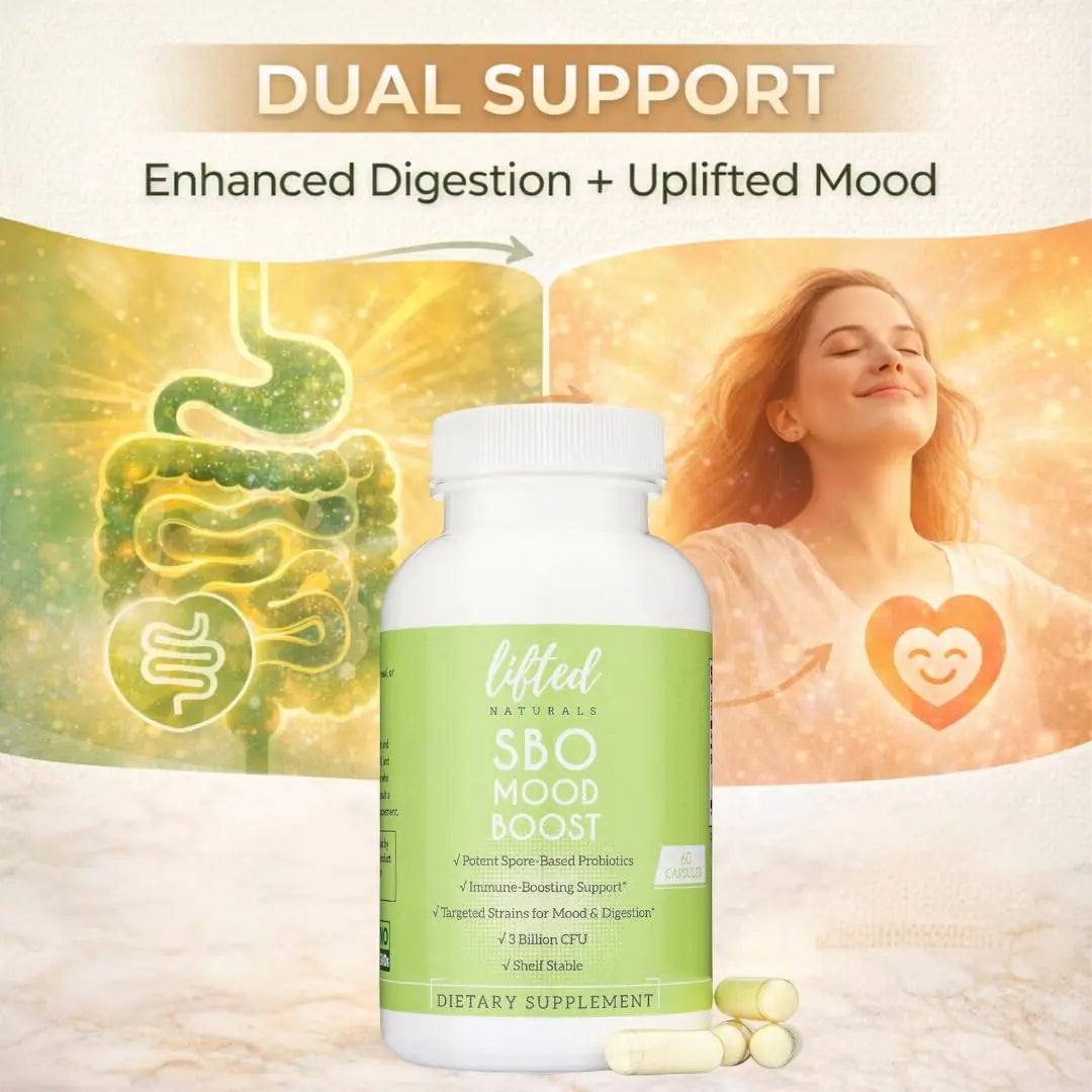 Lifted Naturals Spore Based Probiotic Probiotics - SBO Mood Boost - Spore/Soil-Based - Digestion & Natural Mood Support - Histamine-Free - 60 Day Supply, Non-GMO, Dairy-Free, Gluten-Free, Vegan Lifted Naturals buy supplements Au