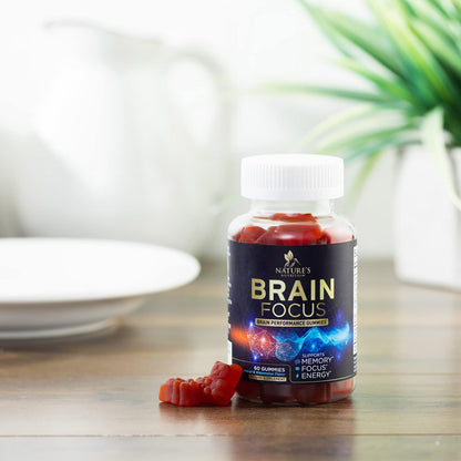 Brain Supplements for Memory and Focus with Phosphatidylserine, Nootropic Memory Supplement Gummy for Brain Health, Concentration, Mental & Cognitive Support, Focus Vitamins with B6 & B12-60 Gummies Nature's NutritionBuy Supplements Australia