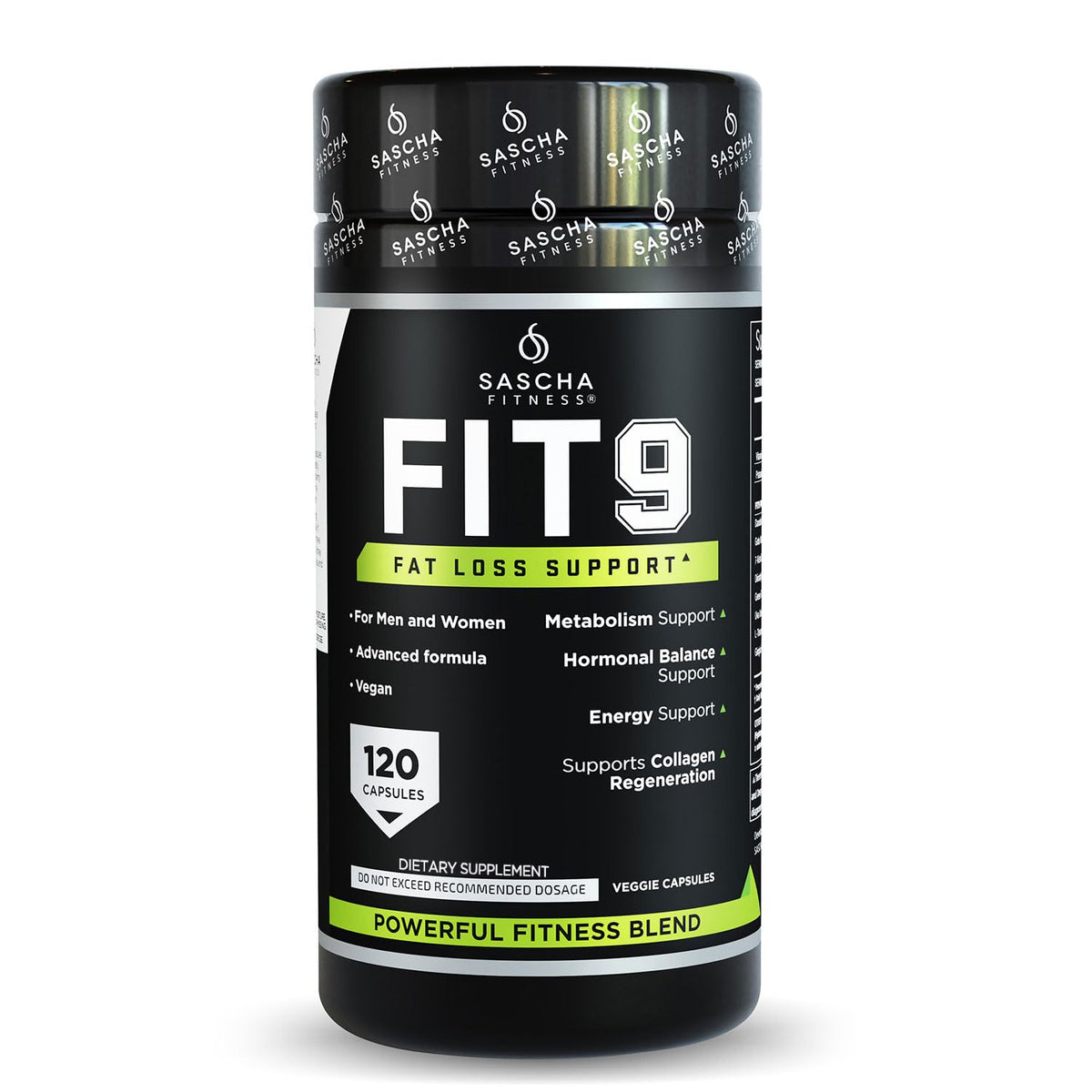 Sascha Fitness Fat Loss pills | Collagen support | Fluid Balance | FIT9 Ingredients: 7Keto + Uva Ursi, Gotu Kola, L-Theanine,Gingko Biloba,DIM,Green Tea | Weight Loss Supplements-Vegan-120 Natural Cap