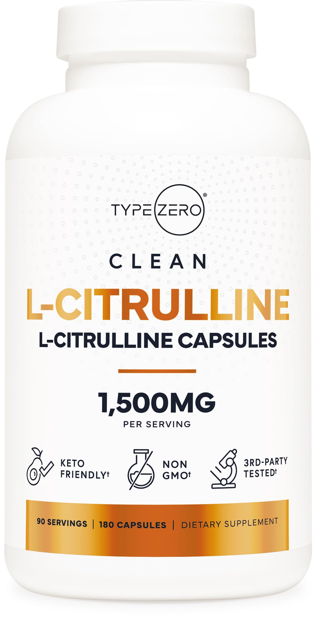 Type Zero L-Citrulline Capsules (180 Capsules) (1500 mg per Serving) - GMO-Free Type ZeroBuy Supplements Australia