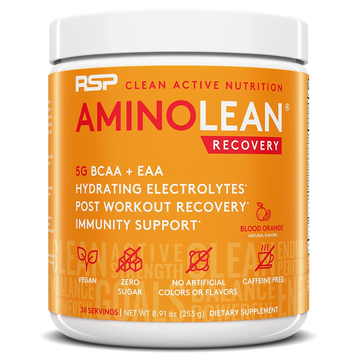 RSP NUTRITION AminoLean Pre Workout Energy (Pink Lemonade 30 Servings) with AminoLean Recovery Post Workout Boost (Blood Orange 30 Servings)