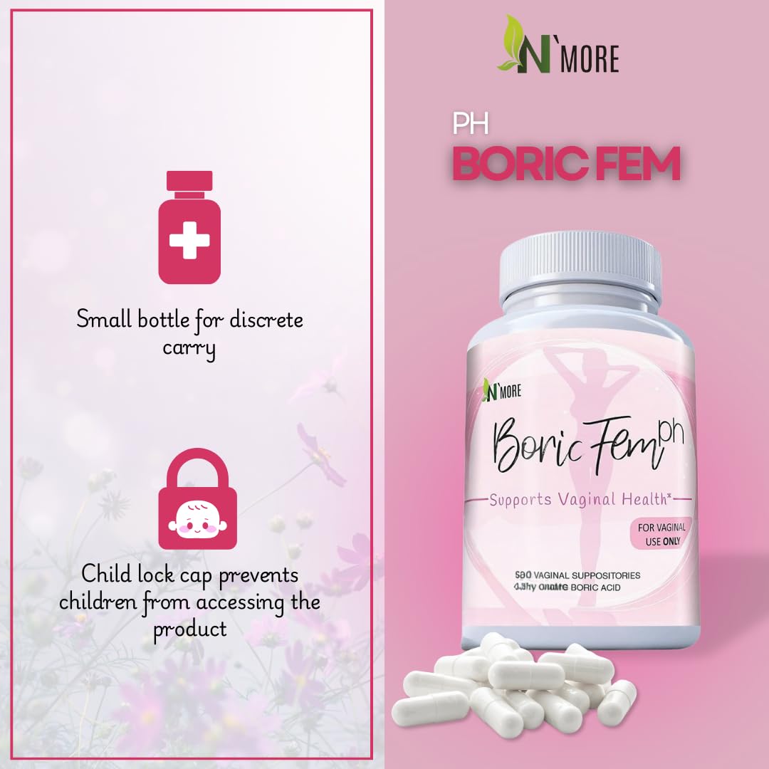 N'More Boric Acid Vaginal Suppositories- 100% Pure - Made in USA- Boricfem Vaginal Health Supplement- 30 Servings (Pack of 1) N'MoreBuy Supplements Australia