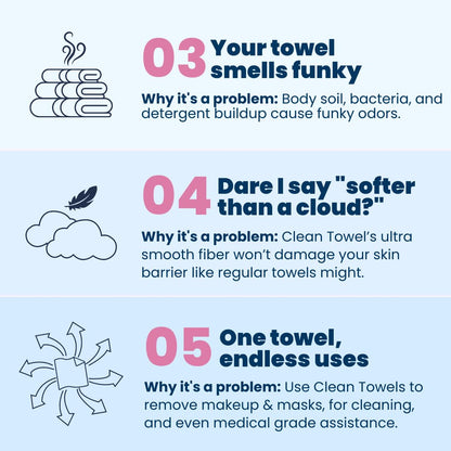 Clean Skin Club Clean Towels XL, 100% USDA Biobased Dermatologist Appr CLEAN SKIN CLUBBuy Supplements Australia