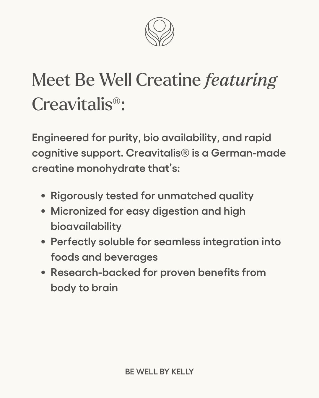 Be Well by Kelly Creatine with Creavitalis, Dietary Supplement, 1lb (450g), 90 Servings Build. Boost. Brain. Be Well by Kelly LeVequeBuy Supplements Australia