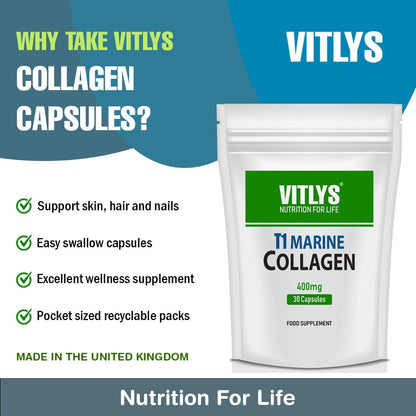 Optimum Marine Collagen 30 Capsules - 1 Month Supply - One Per Day Hydrolysed Collagen VitlysBuy Supplements Australia