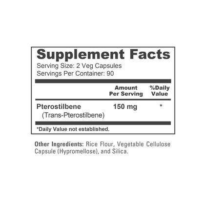 NusaPure Pterostilbene 150mg 180 Veggie Caps (Non-GMO, Vegan) NusaPureBuy Supplements Australia