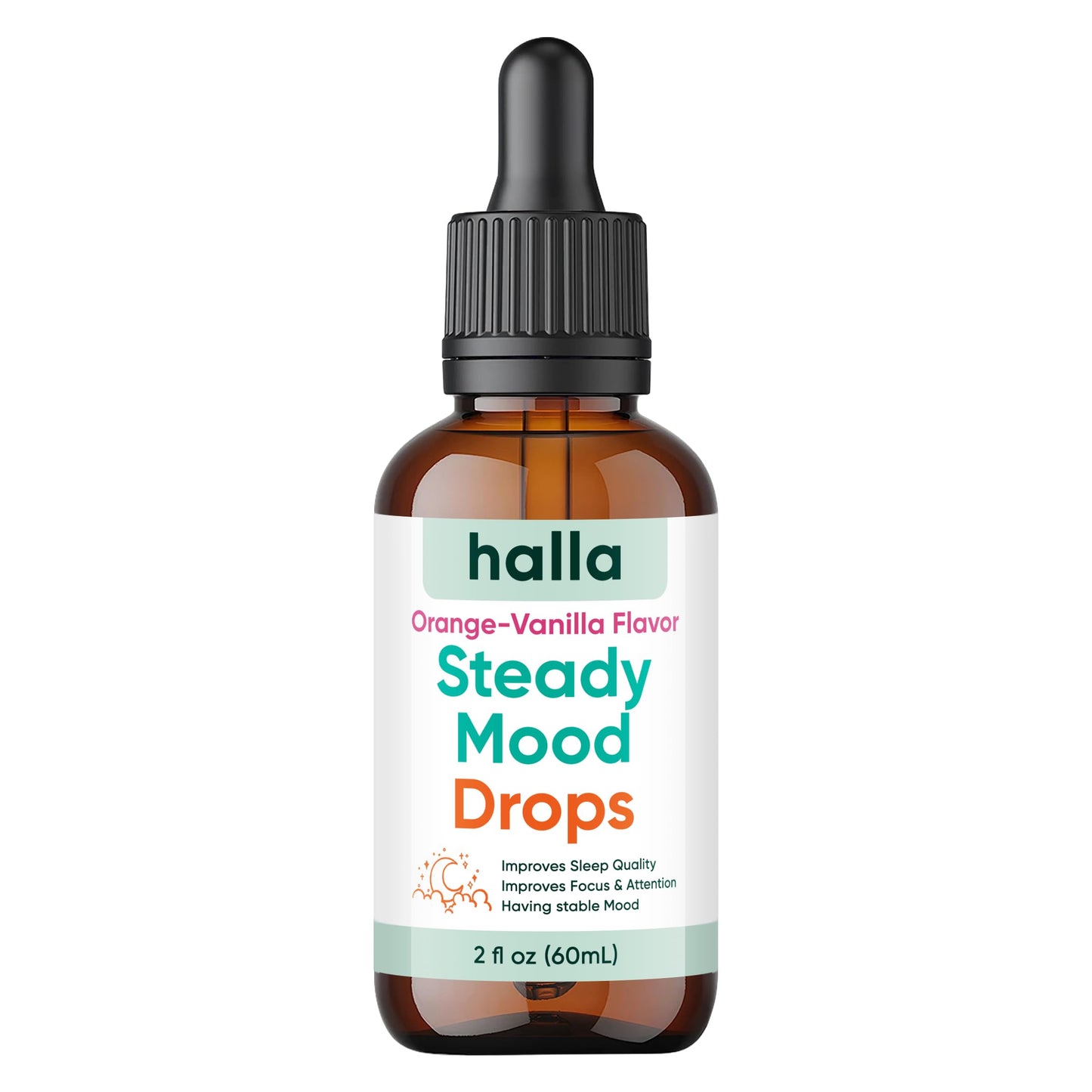 Halla Steady Mood Drops Saffron Extract, Maritime Pine Bark Extract, Phosphatidylserine, Magnesium L-Threonate, Sleep Supplements, Improves Focus & Attention, Mood Support Supplement, 60ml HALLA buy supplements Au