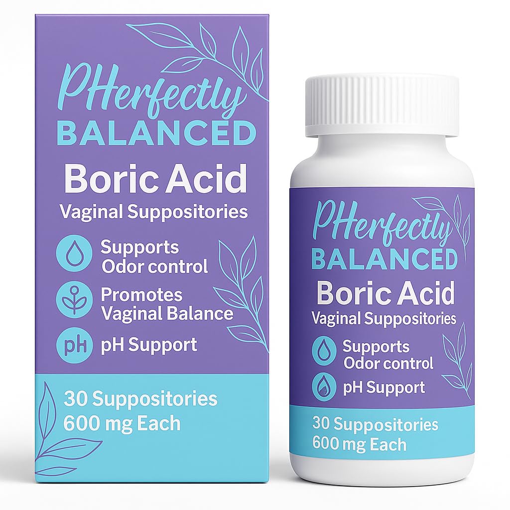 Pherfectly Balanced Boric Acid Vaginal Suppositories, 600mg, pH Support for Feminine Balance, Odor Control, 30 Count Pherfectly BalancedBuy Supplements Australia