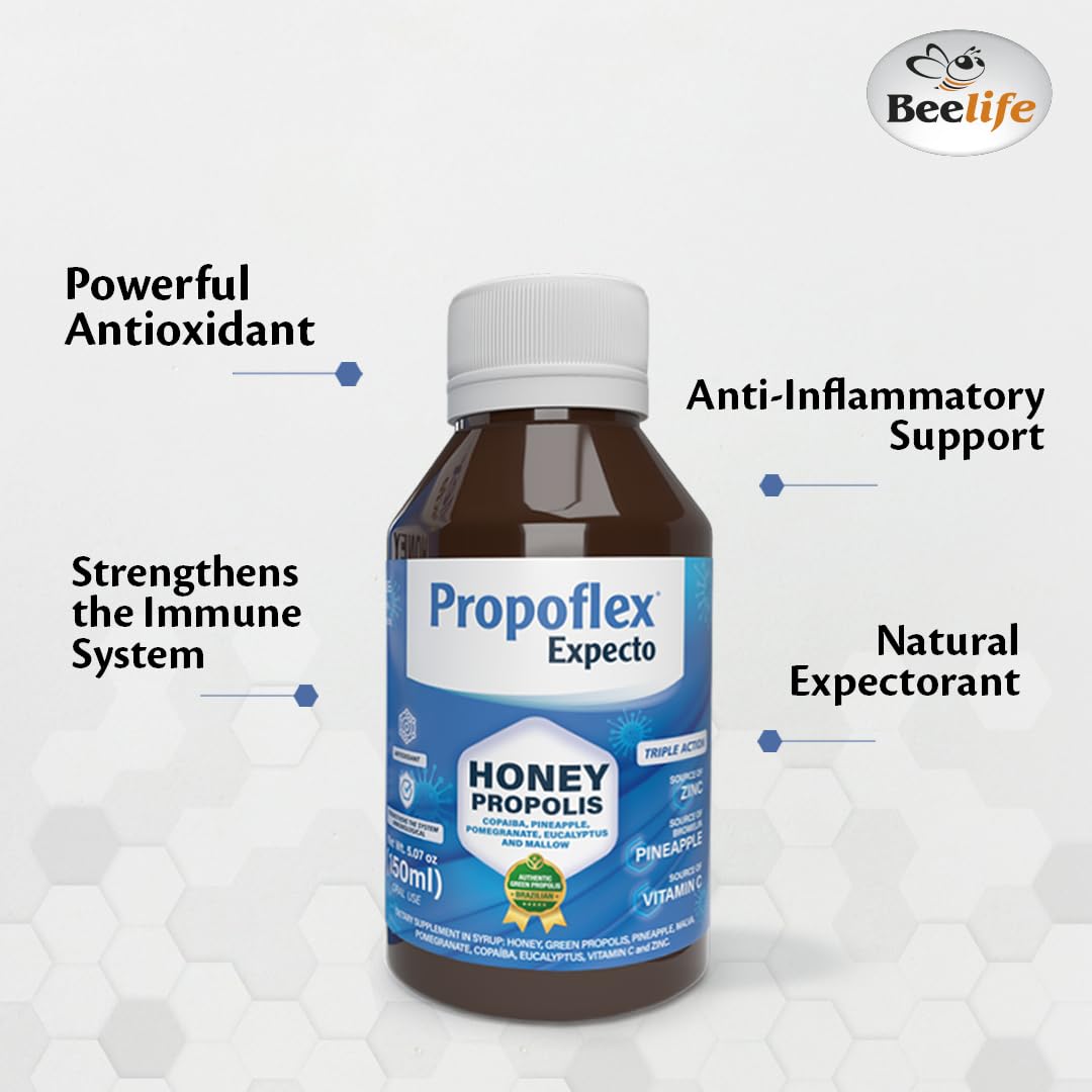 Beelife Expecto Cough Syrup - Triple-Action - Natural Cough Syrup for Kids & Adults - Made in Brazil Green Propolis - Zinc, Bromelain, Vitamin C- 150 ml BeelifeBuy Supplements Australia