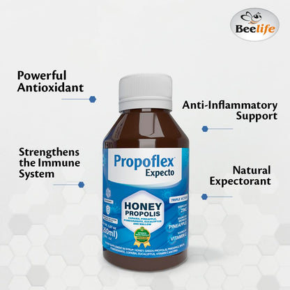 Beelife Expecto Cough Syrup - Triple-Action - Natural Cough Syrup for Kids & Adults - Made in Brazil Green Propolis - Zinc, Bromelain, Vitamin C- 150 ml BeelifeBuy Supplements Australia