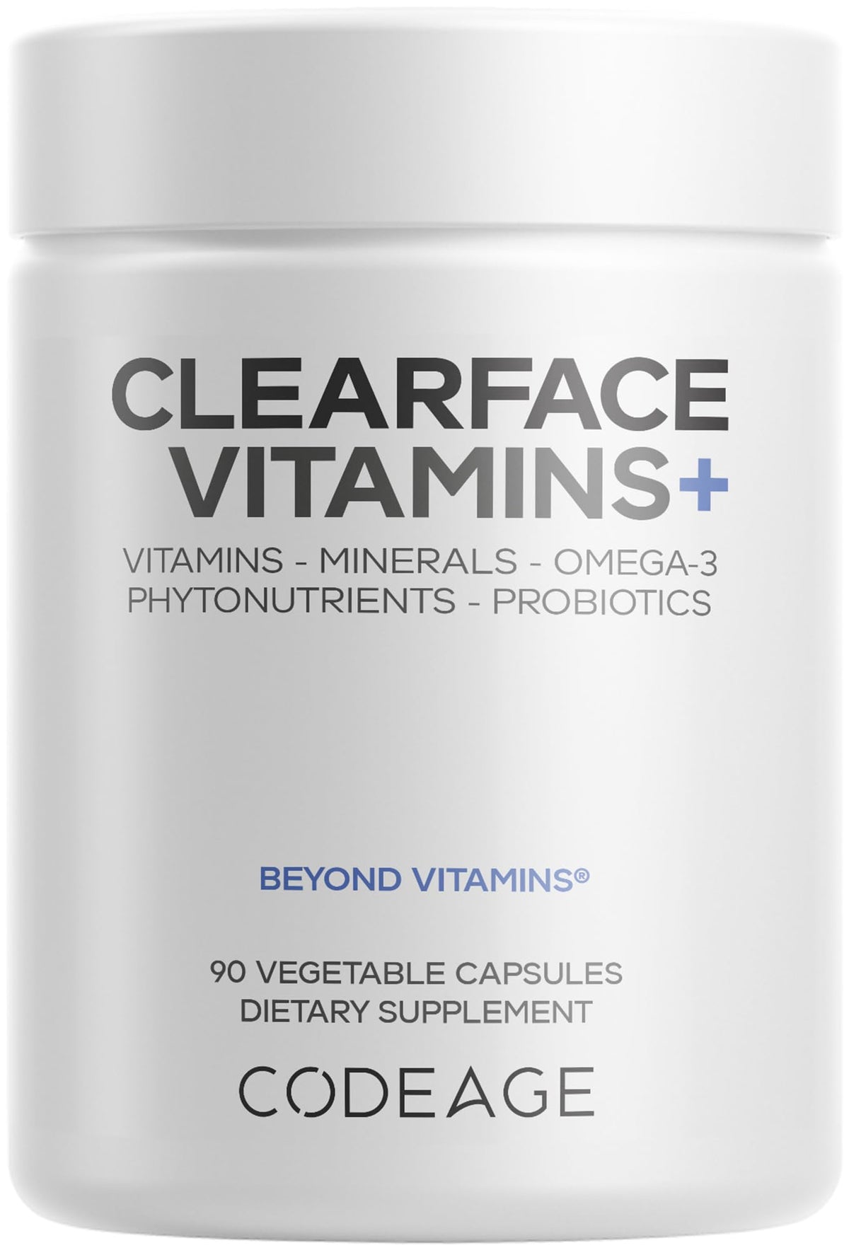 Codeage Clearface Pantothenic Acid, Niacin Supplement, Vitamins A, C, D3, E, Probiotics, Zinc, Riboflavin, Thiamin, L-Lysine HCL & Omega-3, Niacinamide, Skin Botanical Blend - Non-GMO - 90 Capsules CodeageBuy Supplements Australia