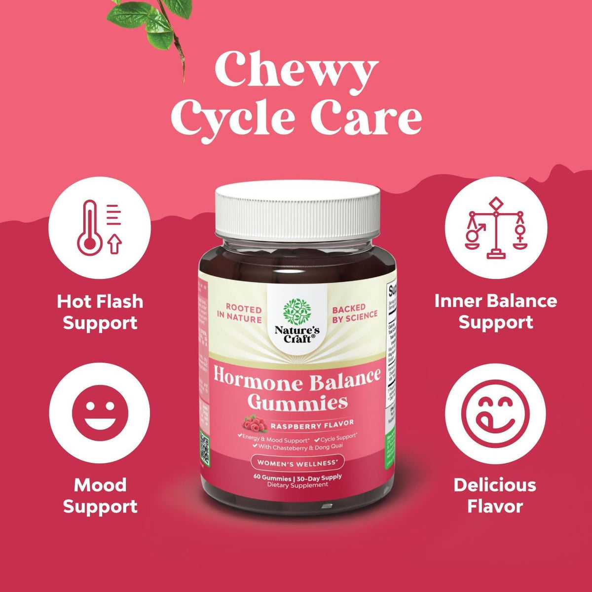 Hormone Balance for Women Gummies of All Ages - PMS Support Supplement for Women to Regulate Menstrual Cycle & Hormonal Balance Menopause & Mood Swings with Vitamin B6 & Dong Quai - 60 Chews - 3 pack Natures CraftBuy Supplements Australia