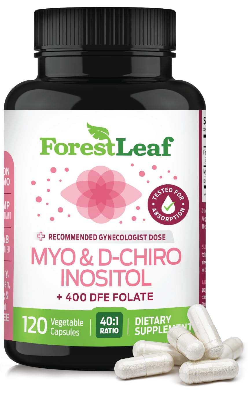 Myo-Inositol & D-Chiro Inositol Supplement for Women's Health | Fertility Supplements Women | Inositol 40:1 Ratio Support Ovarian Function & Healthy Hormone Balance Women | 2050mg | 120 Powder Caps ForestLeafBuy Supplements Australia