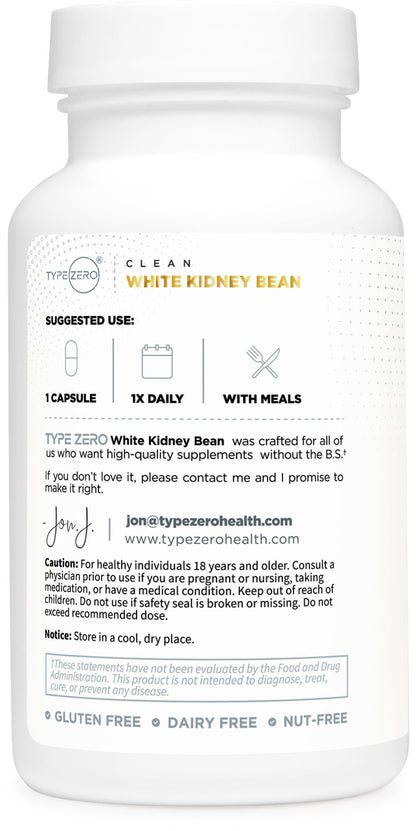 Type Zero Clean White Kidney Bean Capsules (6,500 MG Equivalent Per Serving, 90 Count) - Non-GMO, Gluten Free Type ZeroBuy Supplements Australia