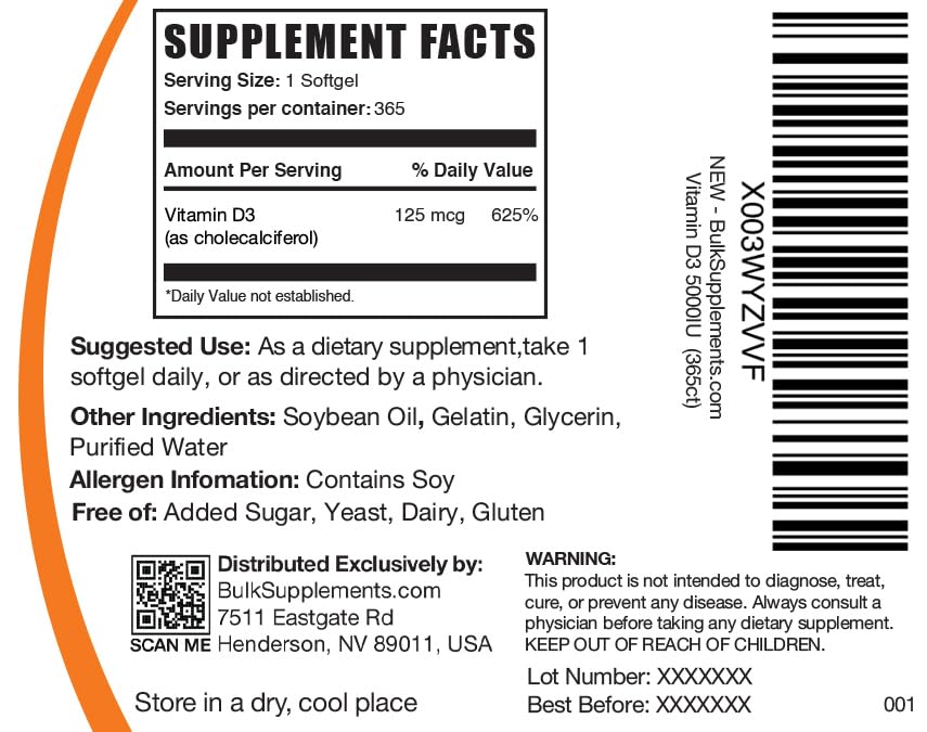 BULKSUPPLEMENTS.COM Vitamin D3 5000IU Softgels - Cholecalciferol, D3 Supplement BULKSUPPLEMENTS.COMBuy Supplements Australia