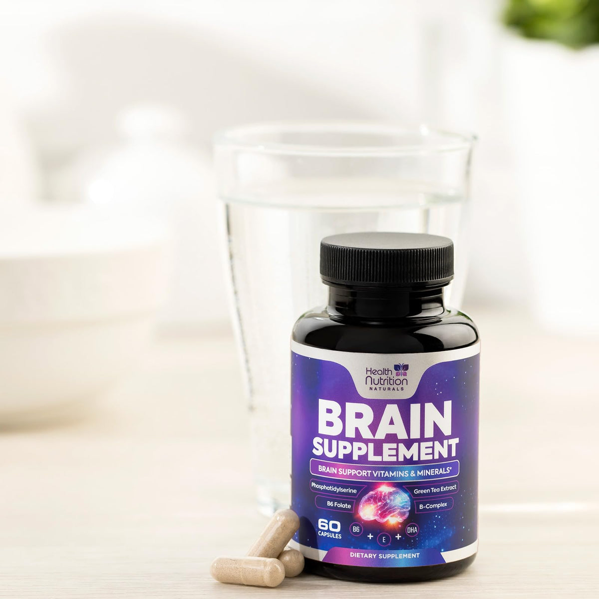 Brain Memory Supplement - 3X Strength Nootropics for Concentration, Clarity & Focus Support - Brain Health Cognitive Vitamins with Bacopa, Phosphatidylserine & DMAE 609mg, Brain Booster, 60 Capsules Health Nutrition NaturalsBuy Supplements Australia