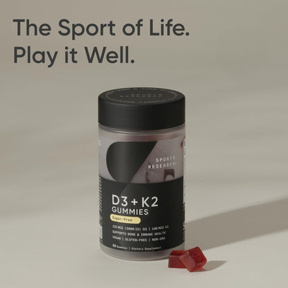 Sports Research® Vegan Vitamin D3 + K2 Sugar-Free Gummies - 125mcg (5000iu) Vitamin D w/ 100mcg Mk7 Vitamin K - Supports Bone & Immune Health
