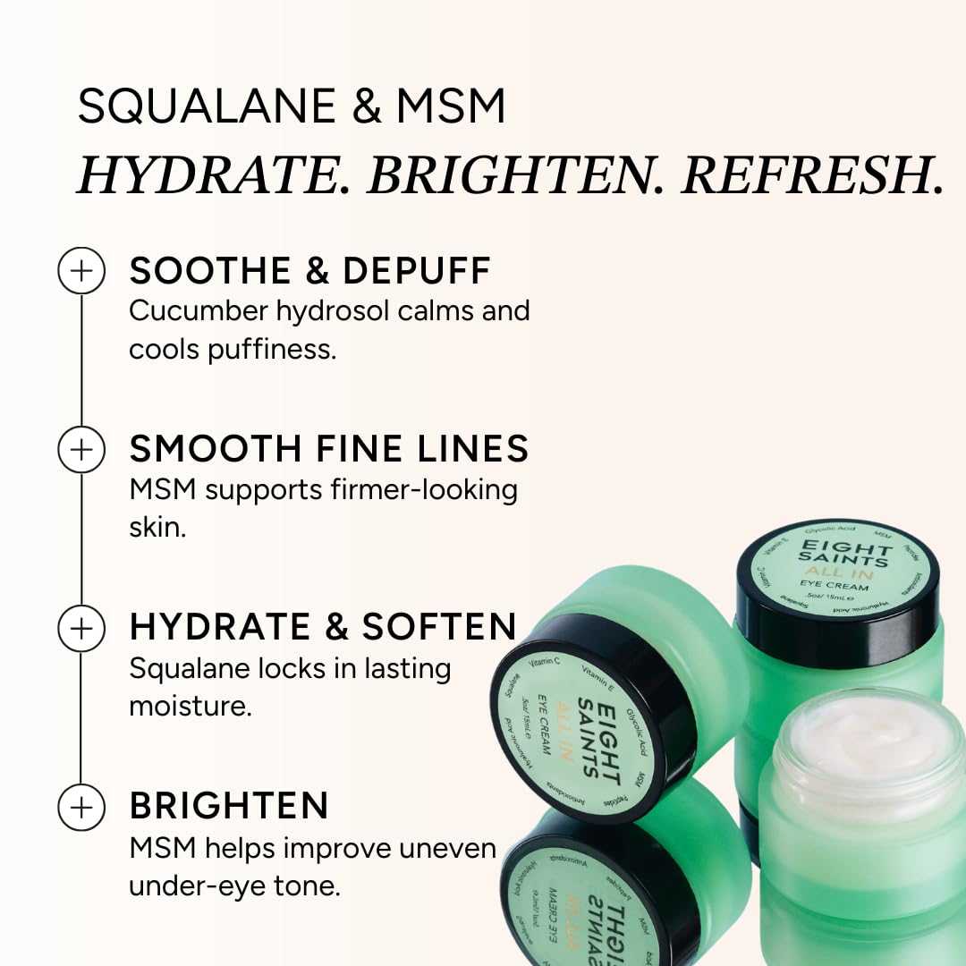 Eight Saints Skin Care All In Eye Cream, Anti Aging Eye Cream to Reduce Puffiness, Wrinkles, & Eye Bags, Dark Circles Eye Treatment, with Hyaluronic Acid, Vitamin C, & Peptides, 0.5 Ounces Eight Saints buy supplements Au