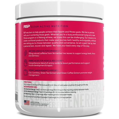 RSP NUTRITION AminoLean Pre Workout Powder, Amino Energy & Weight Management with BCAA Amino Acids & Natural Caffeine, Preworkout Boost for Men & Women, 30 Serv (Pack of 2)