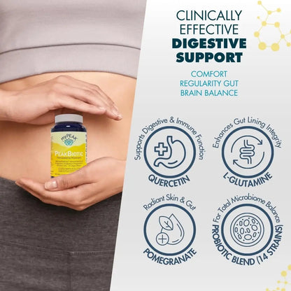 myPEAK PeakBiotic: The Ultimate Vegan Synbiotic with 50 Billion CFU Probiotics Prebiotics Postbiotics Modbiotics and Gut Lining to Enhance Digestion, Skin, and Mood with 2-Month Supply, 60 Capsules myPEAKBuy Supplements Australia