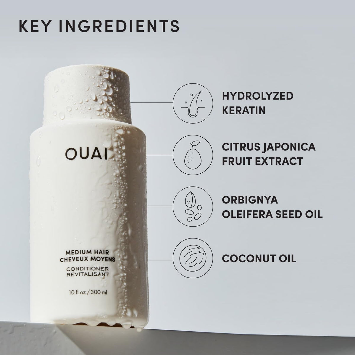 OUAI Medium Conditioner Travel Size - Hydrating Hair Conditioner with Coconut Oil, Babassu Oil, and Keratin - Strengthens, Repairs and Adds Shine - Paraben and Phthalate Free Hair Care Products (3 Oz) OUAIBuy Supplements Australia