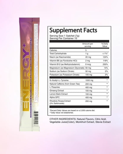 Raised Energy+ Nootropic Drink Mix | 200mg Natural Caffeine + L-Theanine | Zero Sugar | Clean Energy Powder for Focus, Mood & Motivation | 15 Stick Packs | Passion Fruit Flavor RaisedBuy Supplements Australia