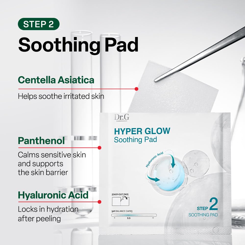 Dr. G Hyper Glow Ampoule Peeling 2-Step System - Removes Dead Skin - Instant Hydration - Korean Skin Care - Comes with Hyper Glow Ampoule Peeling Serum 30% (15 mL) & Soothing Pad (4 Pack) Dr.G buy supplements Au