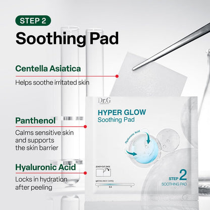 Dr. G Hyper Glow Ampoule Peeling 2-Step System - Removes Dead Skin - Instant Hydration - Korean Skin Care - Comes with Hyper Glow Ampoule Peeling Serum 30% (15 mL) & Soothing Pad (4 Pack) Dr.G buy supplements Au