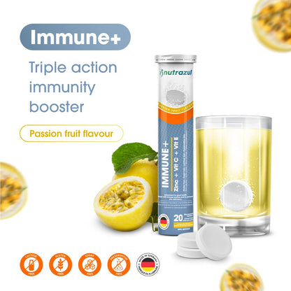 nutrazul Immune+ Effervescent Tablets, Vitamin C, Vitamin E & Zinc Supplement, Supports Overall Wellness with a VIT C, VIT E & Zinc Blend nutrazulBuy Supplements Australia