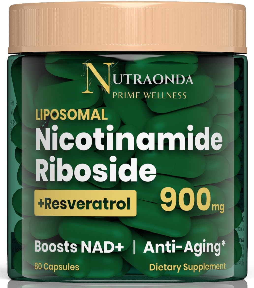 NUTRAONDA Liposomal Nicotinamide Riboside 900mg Resveratrol & Quercetin – NAD Supplement Plus for Anti Aging, Cellular Energy & Improve Health- 80 Capsules NUTRAONDABuy Supplements Australia