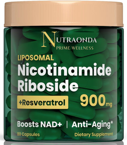 NUTRAONDA Liposomal Nicotinamide Riboside 900mg Resveratrol & Quercetin – NAD Supplement Plus for Anti Aging, Cellular Energy & Improve Health- 80 Capsules NUTRAONDABuy Supplements Australia