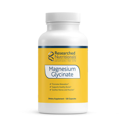 Researched Nutritionals Magnesium Glycinate Capsules - 125mg High Absorption Magnesium Glycinate Supplement to Support Healthy Bones and Energy Production - Vegan & Non-GMO (120 Capsules) Researched NutritionalsBuy Supplements Australia