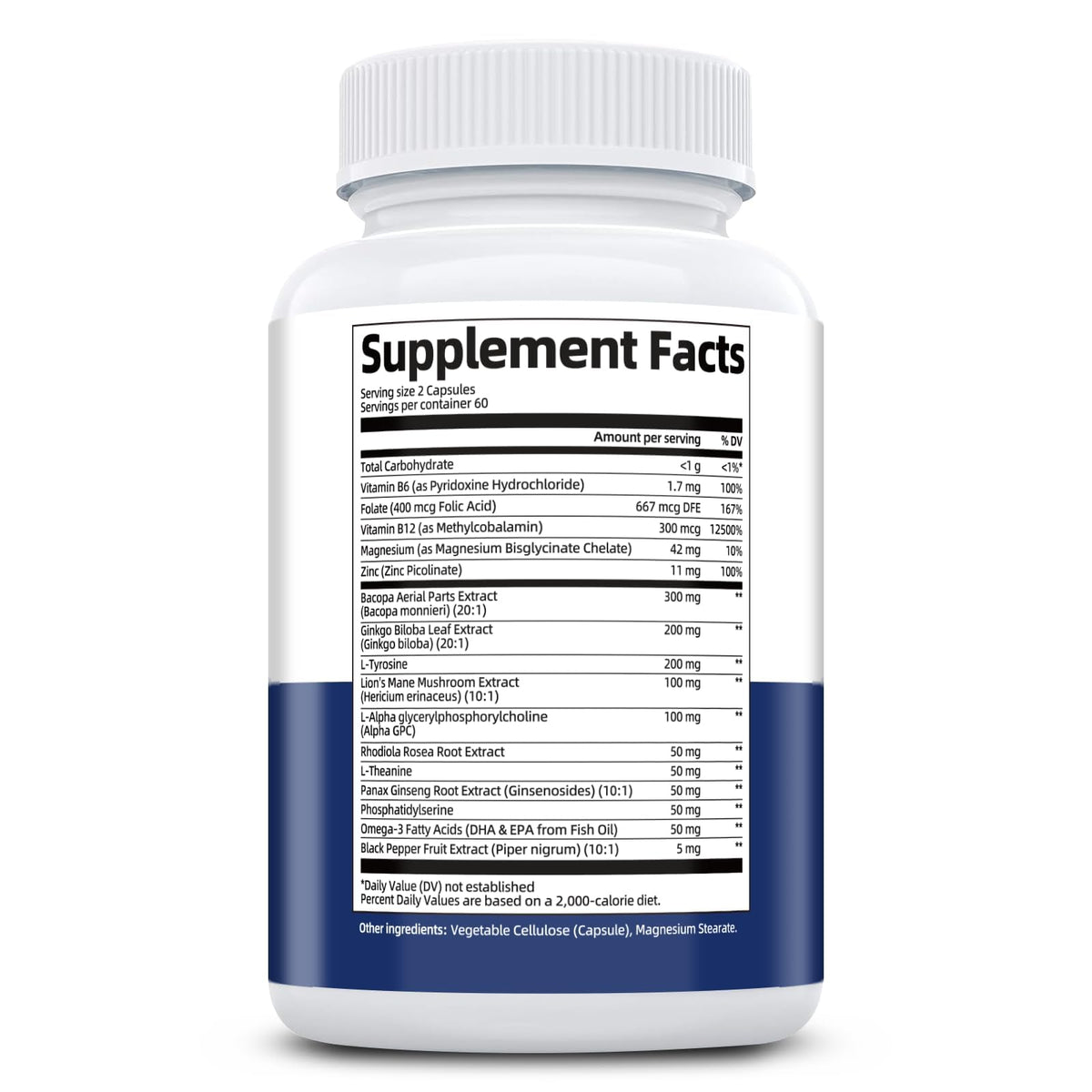 Brain Supplements for Memory and Focus | Nootropic with Bacopa Monnieri, Lion's Mane, Alpha GPC, Ginkgo Biloba | Mental Clarity & Cognitive Support | Vitamin B6 & B12 Neuro Health - Non-GMO, 120 Caps MigcopatBuy Supplements Australia