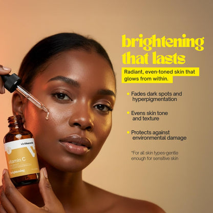 Vivid Naturals Vitamin C Serum For Face With Hyaluronic and Ferulic Acid 60ml Made In USA - Lightweight Non-Sticky Vit C Serum Face for Hydrating Brighter Smooth Fresh Skin Glow Fast Absorbing Vivid Naturals buy supplements Au