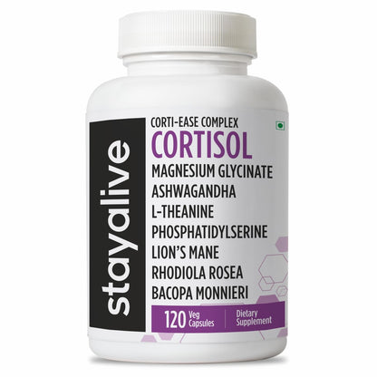 STAY ALIVE Cortisol Manager Supplement 15-in-1 Complex w/L-Theanine, Ashwagandha, Magnesium Glycinate, Phosphatidylserine and More, 120 Veg Capsules, Non-GMO & Gluten-Free Formula for Women and Men STAY ALIVEBuy Supplements Australia