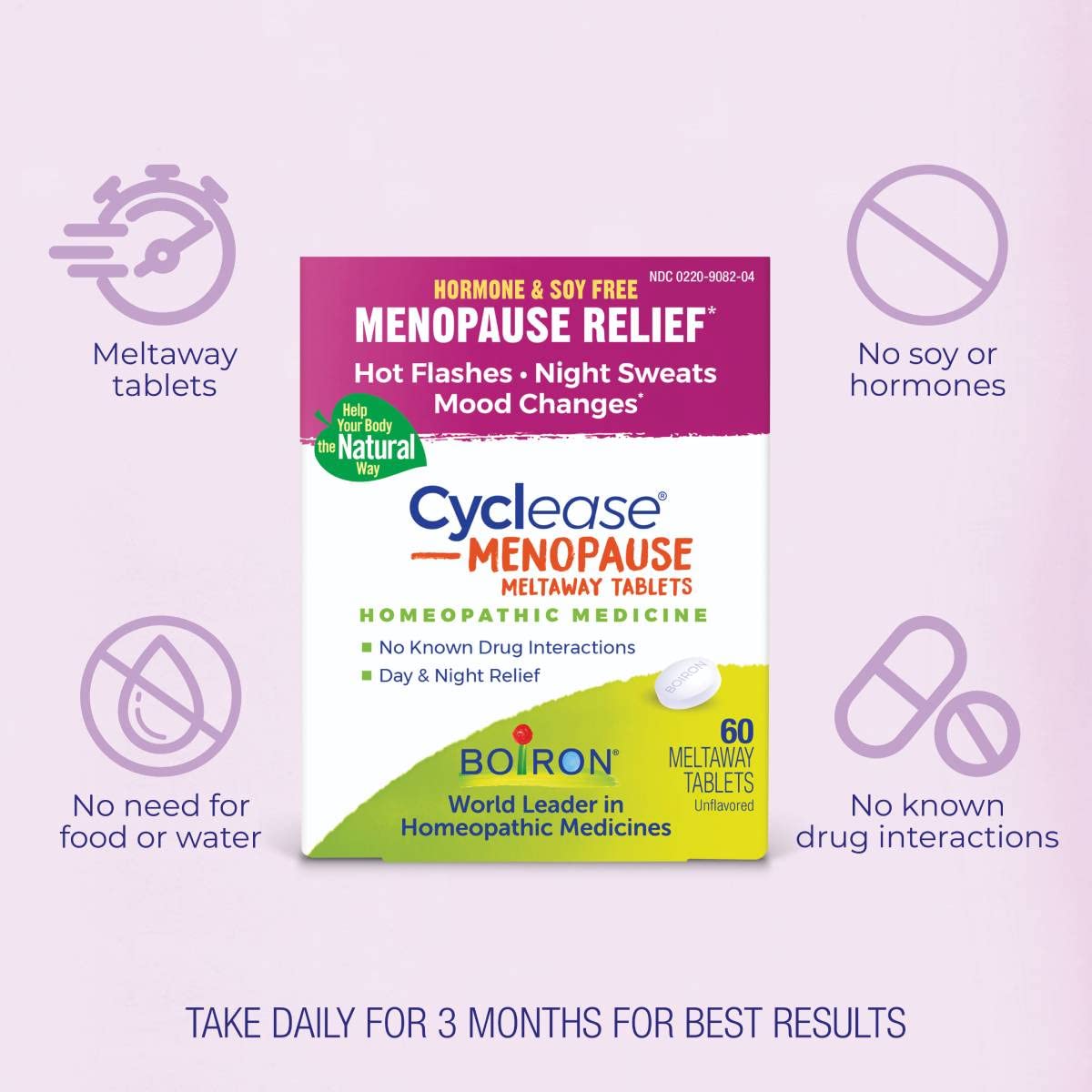 Boiron Cyclease Menopause Tablets for Relief of Hot Flashes, Night Sweats, Irritability, and Mood Swings - 60 Count BoironBuy Supplements Australia
