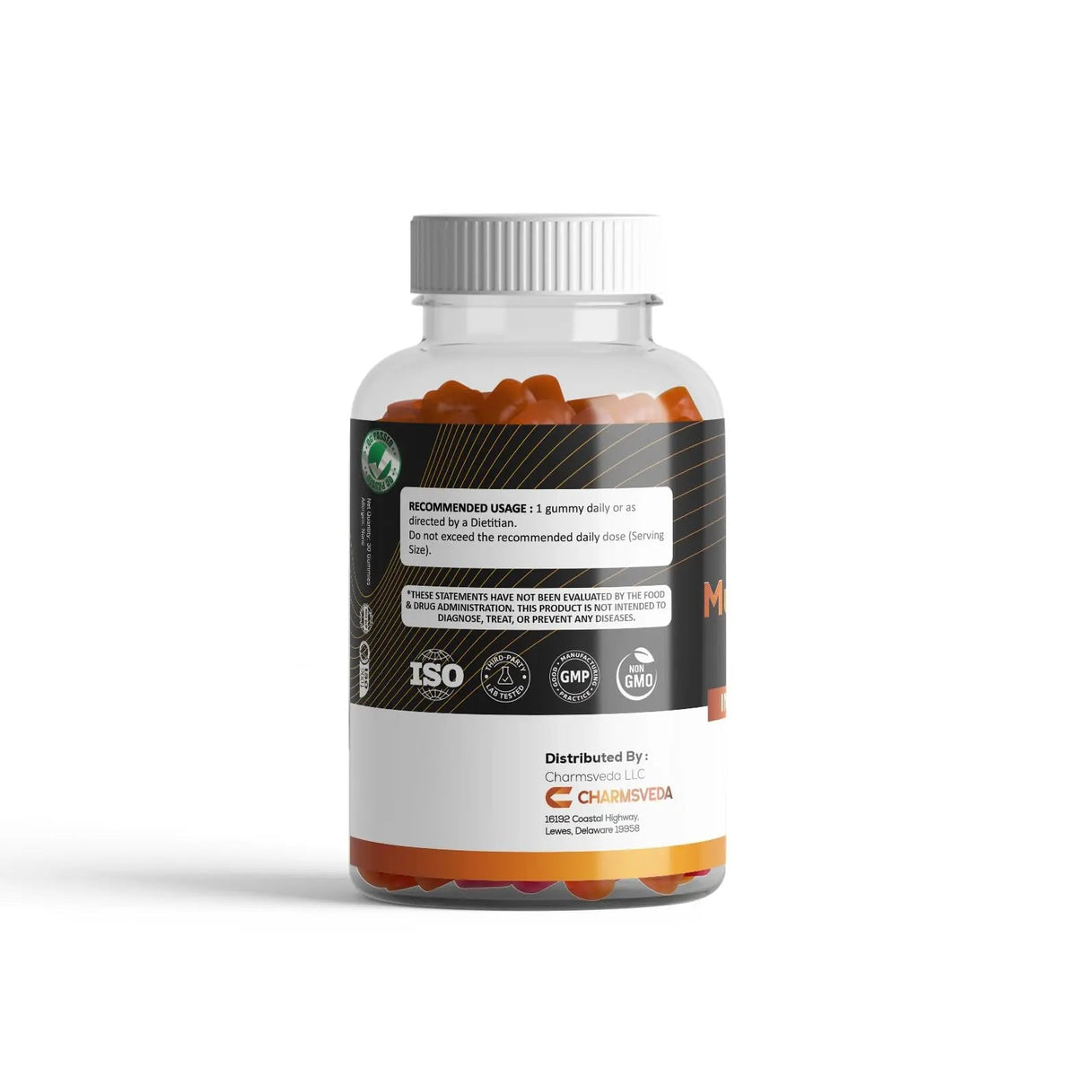 CHARMSVEDA Multivitamin Gummies – Energy, Immunity & Overall Wellness with DHA, Vitamin C, Zinc & Antioxidants – Orange Flavour – 30 Gummies CHARMSVEDA