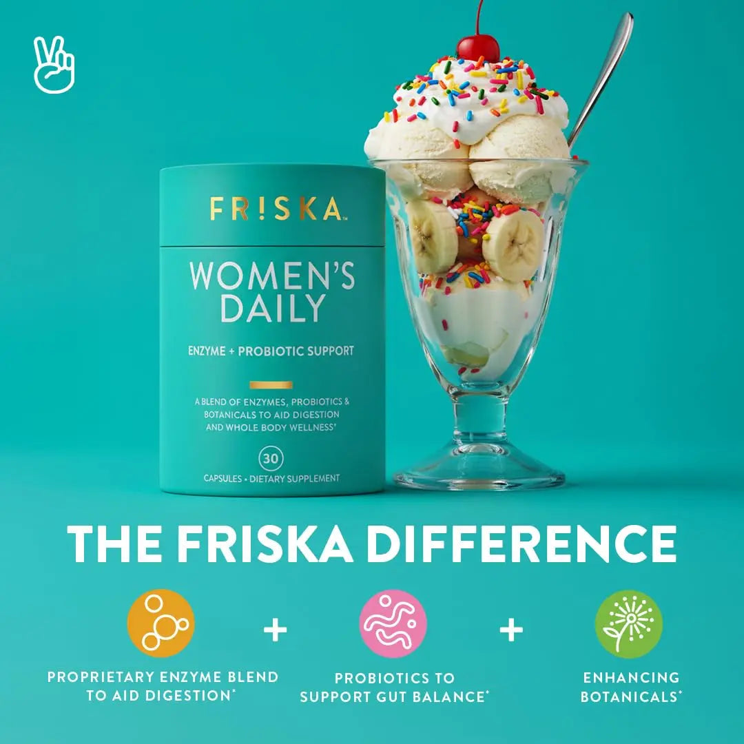 FRISKA Women’s Daily Digestive Enzyme and Probiotics Supplement, Advanced Natural Support for Female Digestive Health, Fights Bloating, Eases Digestion, Supports Nutrient Absorption, 30 Capsules FR!SKABuy Supplements Australia