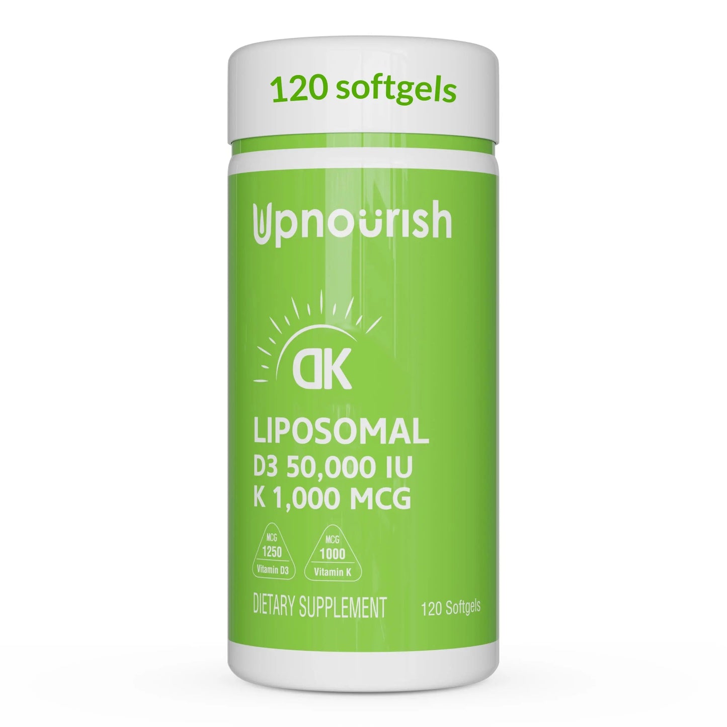 UpNourish Liposomal Vitamin D3 50000 IU (Vitamina D3 de 50000) with 1000 mcg Vitamin K, High Dose Vitamin D3 K2, Vitamin D 50000 IU with K1, K2 MK-4 and MK-7, 120 Mini Softgels UpNourish buy supplements Au